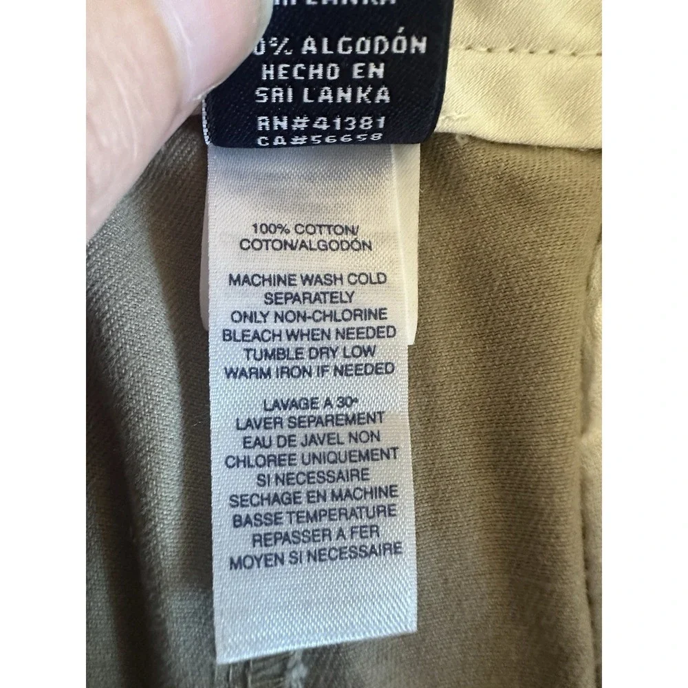 Chaps Casual Dress Pants Mens Beige Tan Khaki Chino Flat Front Cotton 34x32 NICE